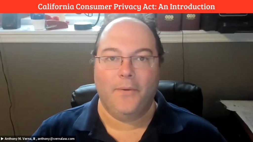 Video Blog 20: California Consumer Privacy Act: An Introduction