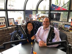 Anthony Verna & Connie Steele in the podcast booth for the Law & Business Podcast