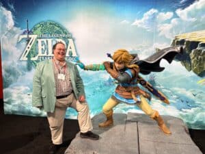 Anthony Verna with Link from The Legend of Zelda: Tears of the Kingdom at the International Licensing Expo 2023